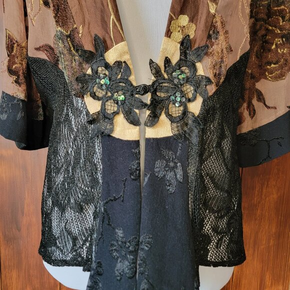 Vintage Spencer Alexis S/M Burnout Velvet Silk Lace Jacket Whimsigoth Boho Glam - Picture 4 of 12